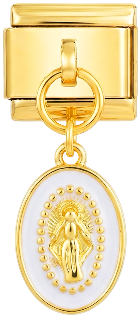 White Religious Medal Pendant on Gold - White-Religious-Medal-Pendant-on-Gold.png