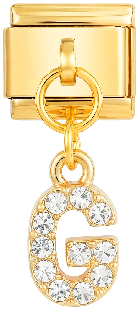 Letter G with stones, Hanging, on Gold - letter-g-with-stones-hanging-on-gold.png