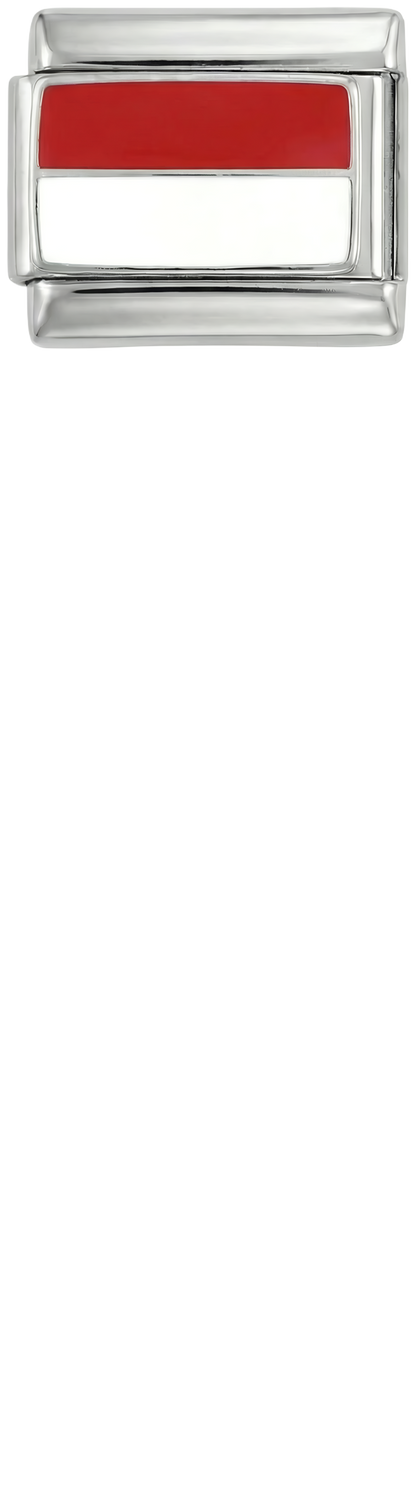 Poland Flag, on Silver