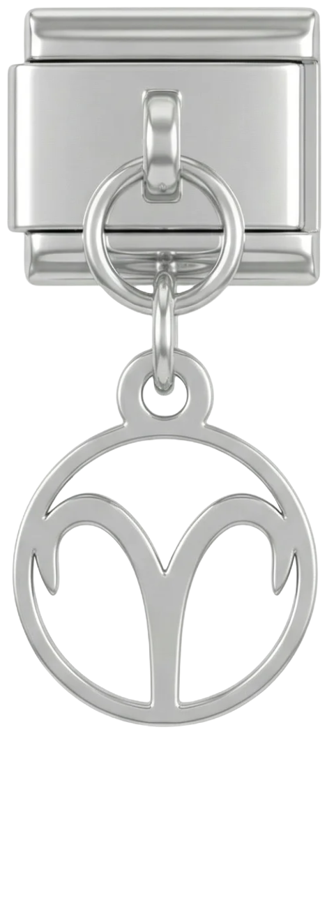 Aries Sign, on Silver - Aries-sign-hanging-on-silver.png