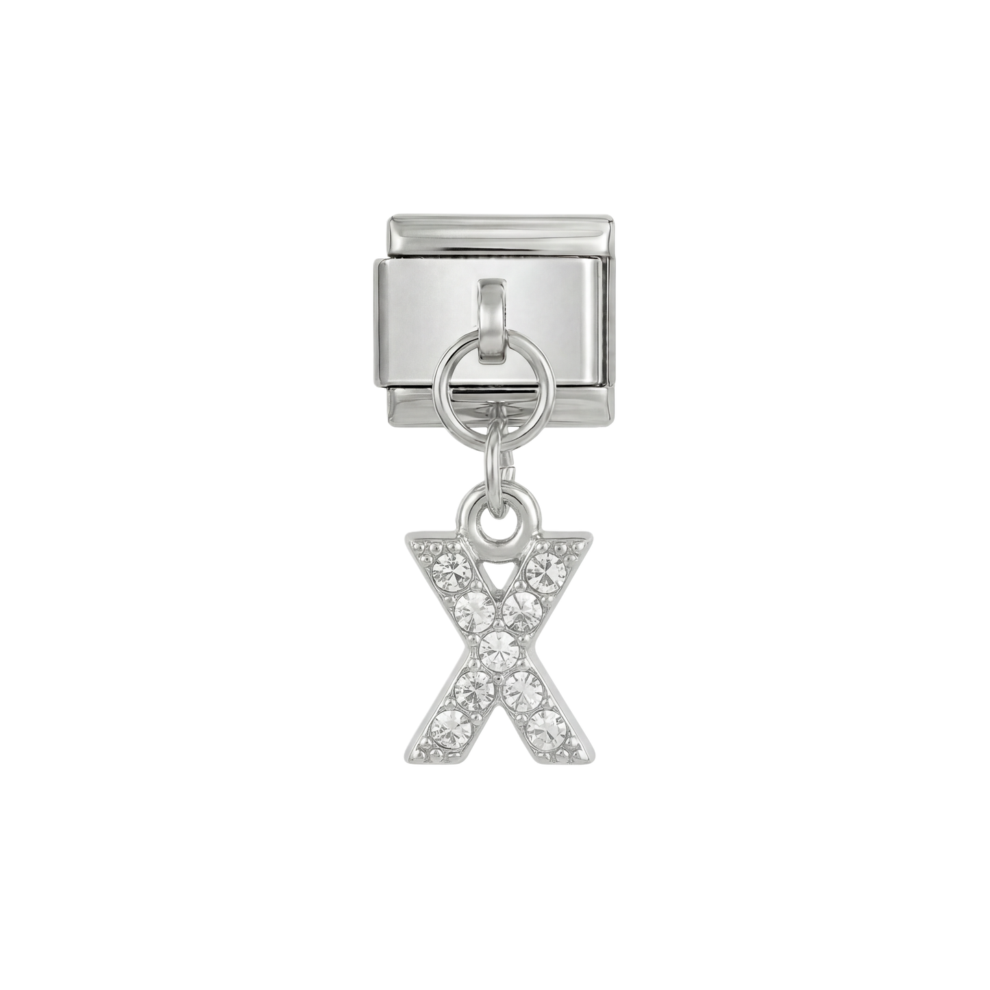 Letter X,with stones Hanging, on Silver