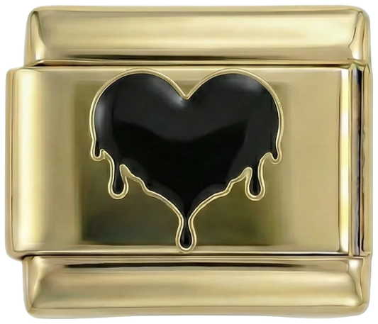 Melting Black Heart on Gold