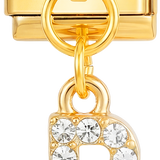 Letra B com pedras, pendente, em ouro