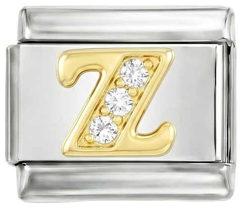 Letter Z in Gold with Stones, on Silver - Letter-Z-in-gold-with-stones-on-silver.png