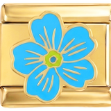 A adicionar - Flor azul claro em dourado