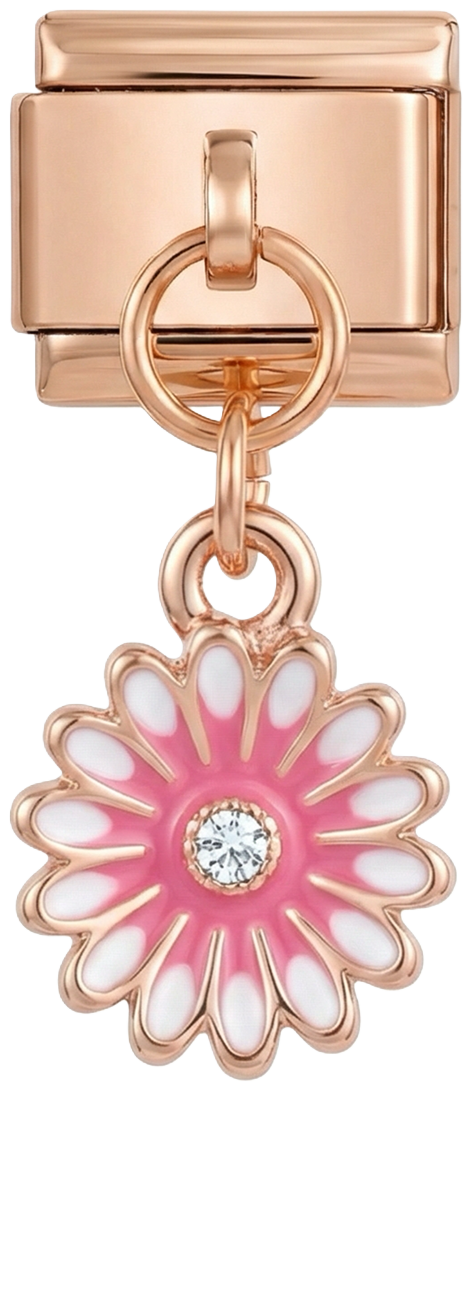 Pink Daisy with Stone, on Rose Gold - Pink-Daisy-with-Stone-on-Rose-Gold.png