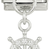 A ADICIONAR - Leme de navio com pedras, em prata