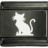 A ADICIONAR - Pendente com gato branco sobre fundo preto