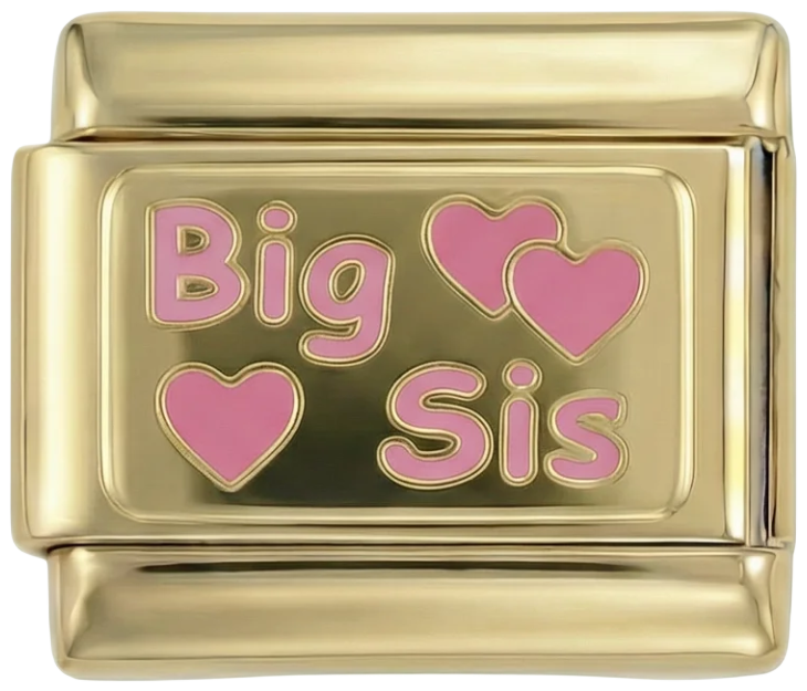 Big Sis with Pink Hearts on Gold - big-sis-with-pink-hearts-on-gold.png