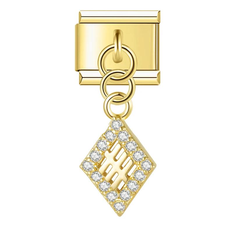 Diamond in Gold with Stones, on Gold - Charms Official