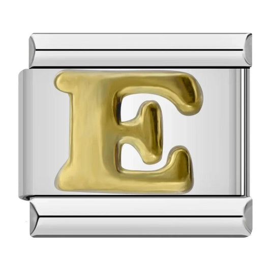 Letter E in Gold, on Silver - Charms Official