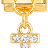 A ADICIONAR - Letra T com pedras, pendente, em ouro