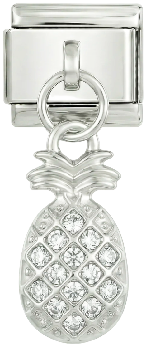 Abacaxi com pedras, em prata