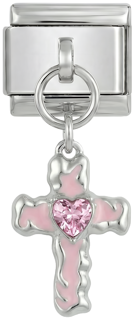Pink Cross with Heart, on Silver - pink-cross-with-heart-on-silver.png